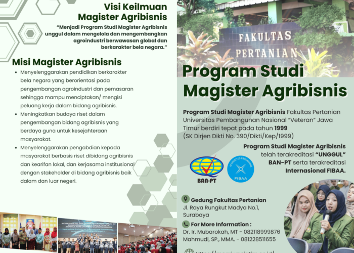 Penerimaan Mahasiswa Baru Program Studi Magister Agribisnis TA. 2025/2026